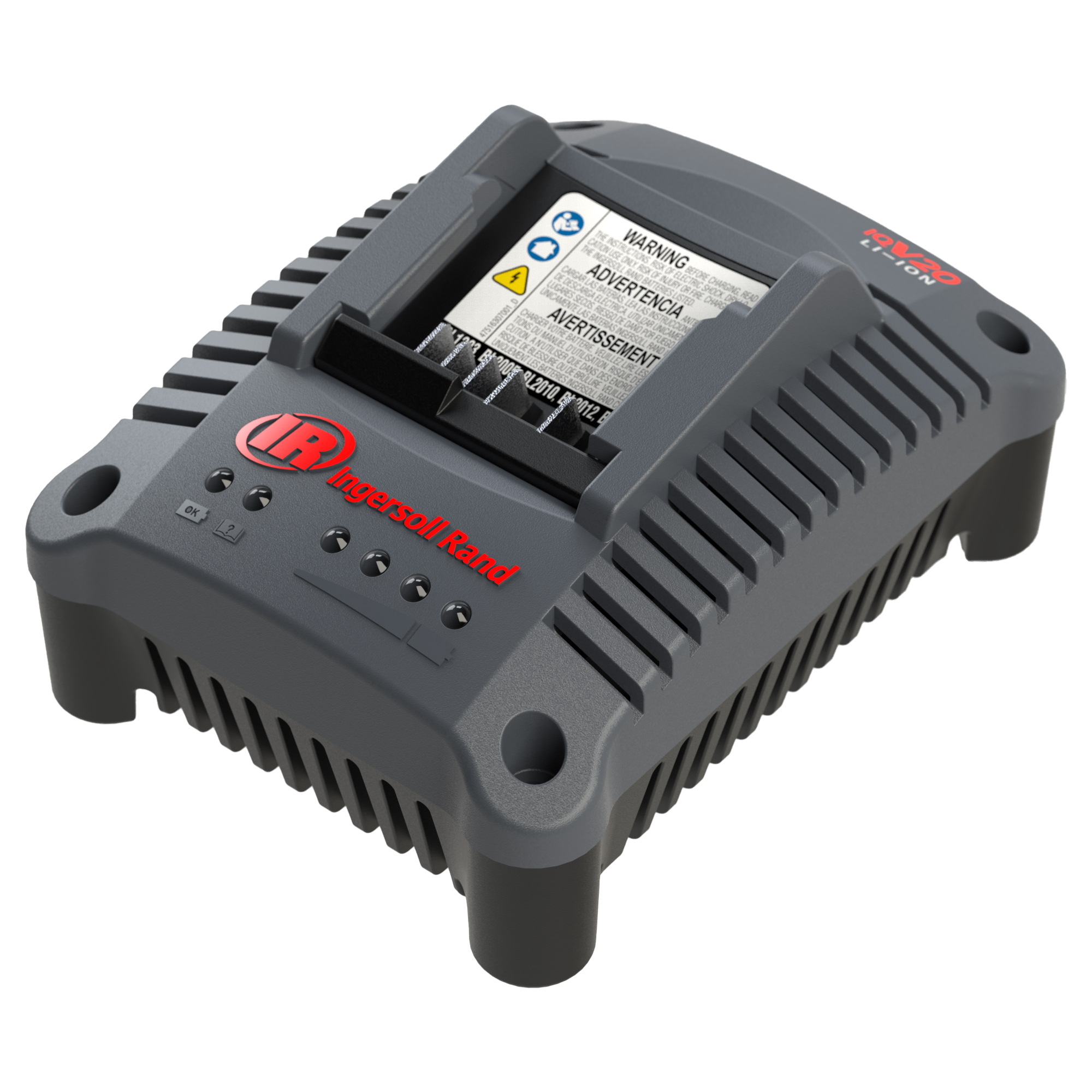Ingersoll Rand IQV20 Compact Lithium Ion 20v Battery Charger, BC1124, LED Charge Indicator, Wall Mount, 6ft Power Cord, Ingersoll Rand Power Tool Lithium Ion 20v Batteries